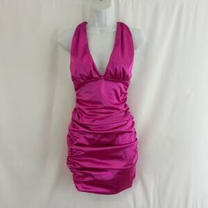 Better be hot pink satin mini dress